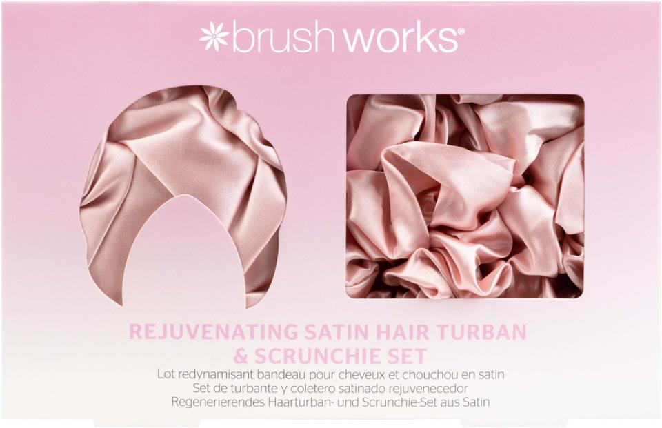 Brushworks Rejuvenating Satin Hair Turban and Scrunchie Set