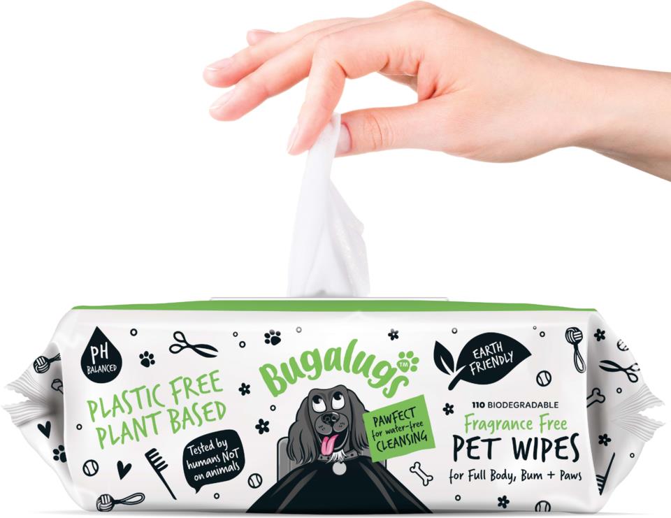 Bugalugs Fragrance Free Pet Wipes 110 pcs