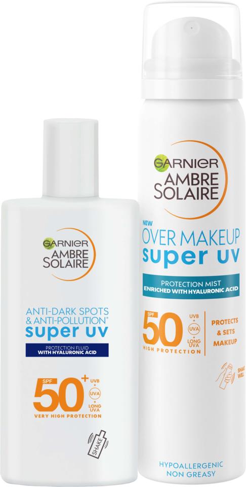 Garnier Ambre Solaire Super UV Duo - Over Makeup Mist + Anti-Dark Spots Fluid SPF50+ 