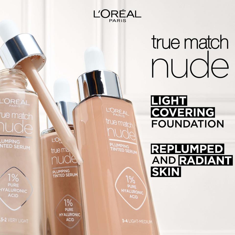 L'Oréal Paris True Match Nude Plumping Tinted Serum Foundation 2-3 Light 30 ml
