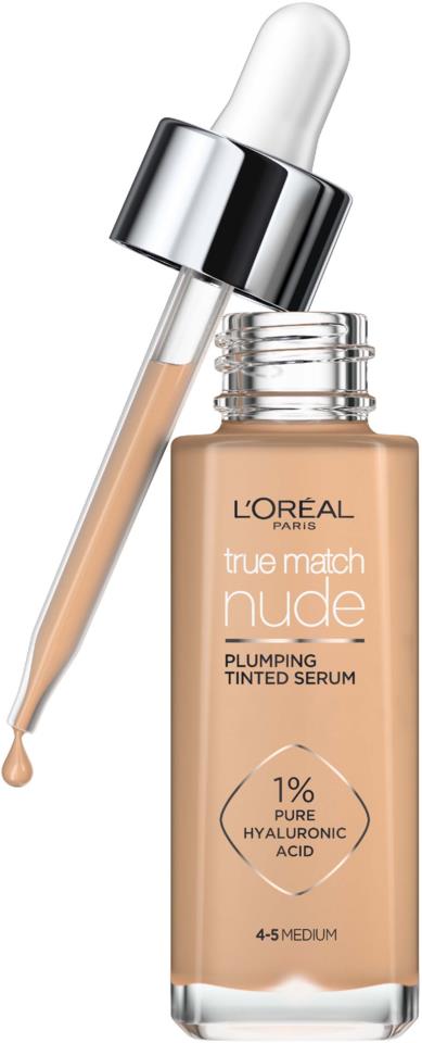 L'Oréal Paris True Match Nude Plumping Tinted Serum Foundation 4-5 Medium 30 ml