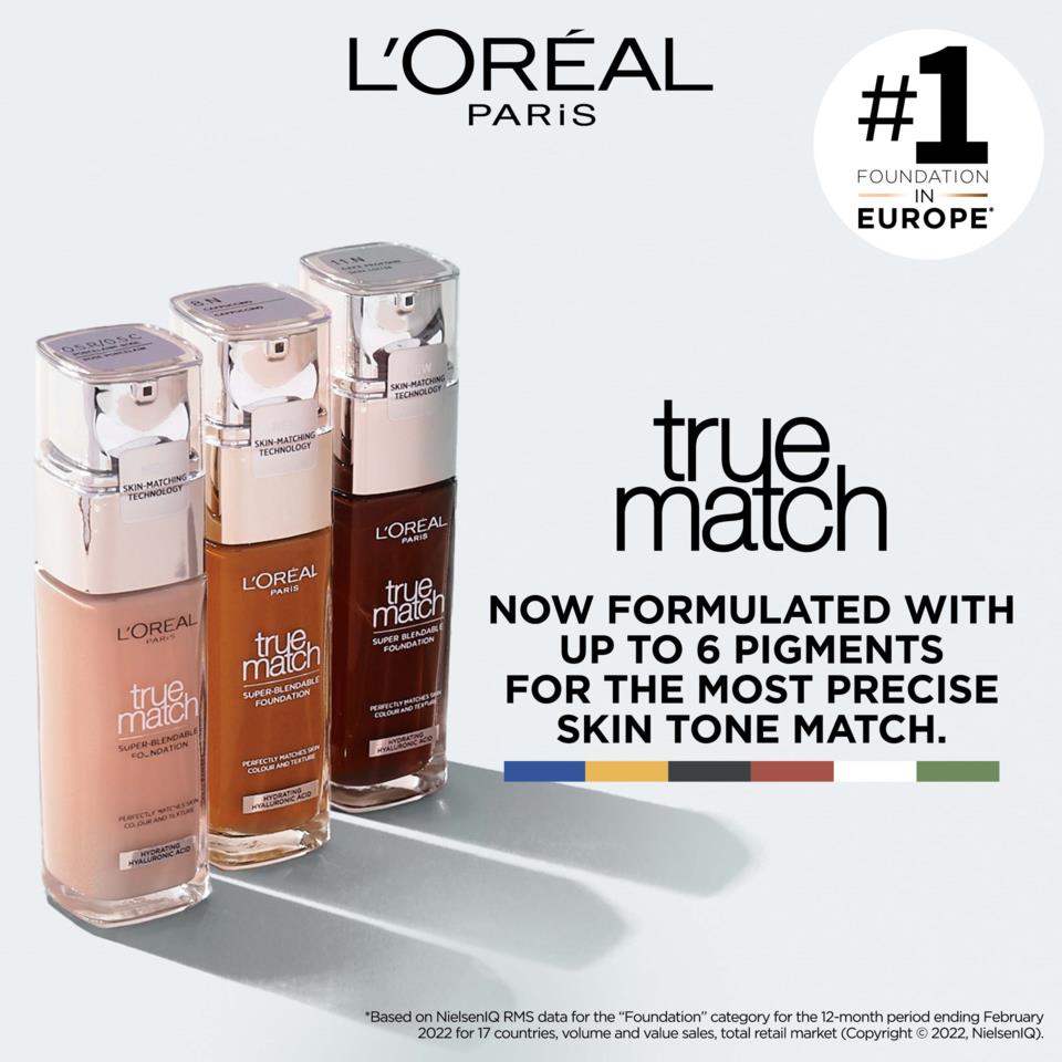 L'Oréal Paris True Match Super-Blendable Foundation 3.D/3. Beige Dore/Golden Beige 30 ml