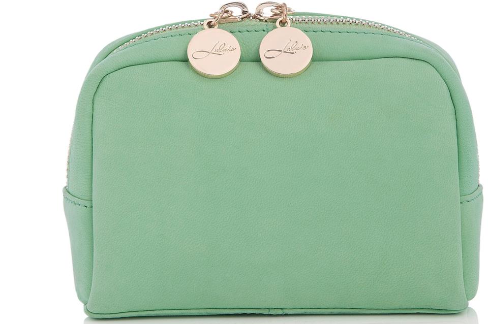 Lulus Accessories Beauty Cosmetic Bag Mini Green Leather