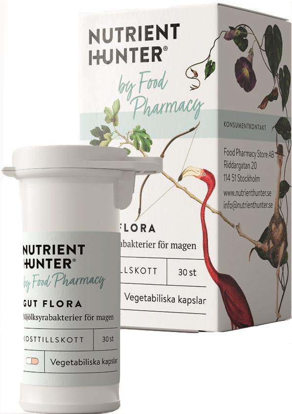 Nutrient Hunter by Food Pharmacy Gut Flora - Mjölksyrabakterier för magen 30 st