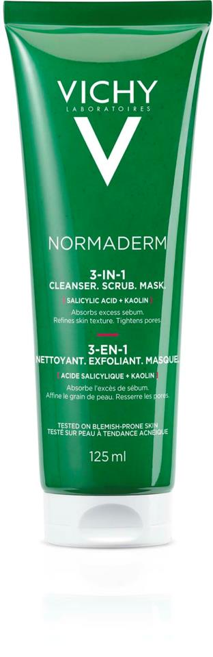 Vichy Normaderm 3-in-1 Cleanser, Scrub & Mask 125 ml